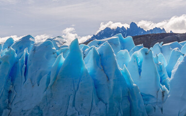 Grey Glacier close up by Lago Grey lake, Torres del Paine national park, Patagonia, Chile.