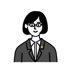 女性　ミドルエイジ 　士業　メガネ　ベクター　ポップ　
