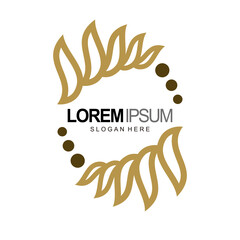 Obraz premium frame leaf logo design in flat brown color style