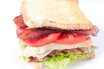 clubhouse sandwich with crispy fries