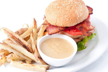 clubhouse sandwich on a burger bun
