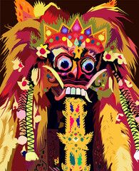 illustration vector barong head with pop art style