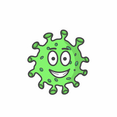 Cute Corona Virus Character Flat Cartoon Vector Template Design Illustration