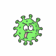 Cute Corona Virus Character Flat Cartoon Vector Template Design Illustration