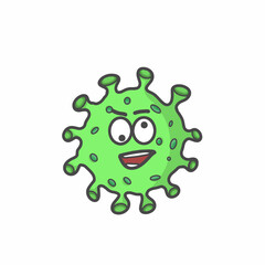 Cute Corona Virus Character Flat Cartoon Vector Template Design Illustration