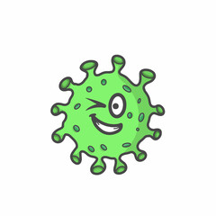 Cute Corona Virus Character Flat Cartoon Vector Template Design Illustration