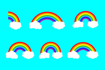 Fototapeta na wymiar rainbow icon set, Colorful rainbows with cloud, Vector illustration