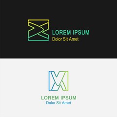 letter x on a box line art simple flat vector design