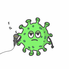 Cute Corona Virus Character Flat Cartoon Vector Template Design Illustration