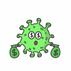 Cute Corona Virus Character Flat Cartoon Vector Template Design Illustration