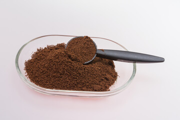  ground coffee in  glass bowl