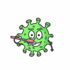 Cute Corona Virus Character Flat Cartoon Vector Template Design Illustration