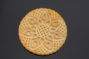 round biscuits cracker  isolated on blaack background