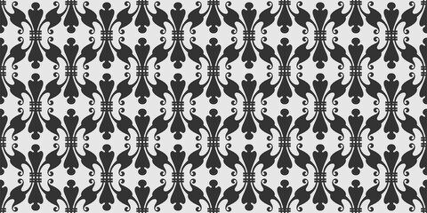 Black and white background pattern with decorative abstract ornament, wallpaper. Seamless pattern, texture. Vector image