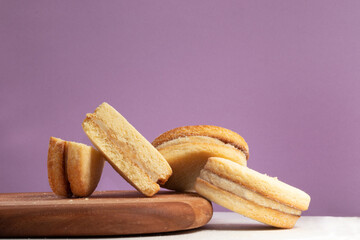 Traditional alfajor with dulce de leche.