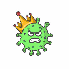 Cute Corona Virus Character Flat Cartoon Vector Template Design Illustration