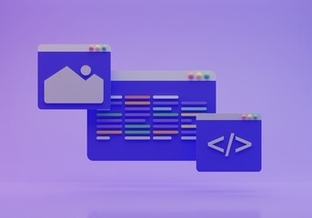 Coding Screen 3d rendering,isolated background