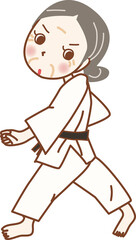 武道を嗜む元気な高齢の女性。