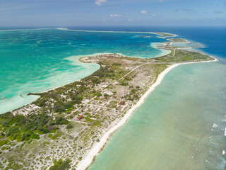 Fototapeta na wymiar Aerial view of Kanton Atoll in Kiribati