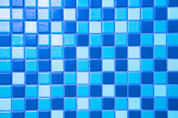 Pattern of Blue mosaic tiles on the wall  texture background