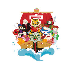 22年 年賀状デザイン 虎の土鈴のイラスト 寅年 Wall Mural Matsu