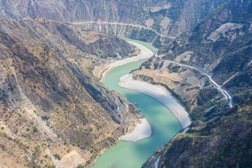 aerial view of the beautiful nujiang river