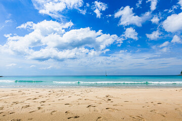 Nature landscape with blue sky and white clouds tropical beach in sunny day.