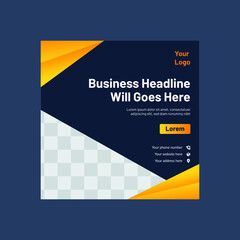 Square post banner template design with background