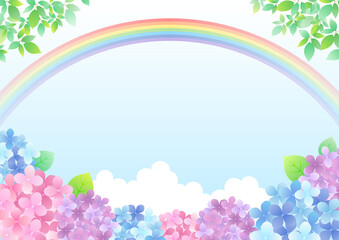 梅雨の紫陽花 背景フレーム バリエーション多数 Rainy Season Wall Mural Rainy Seas Iwozon