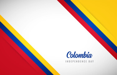 Happy Independence day of Colombia with Creative Colombia national country flag greeting background