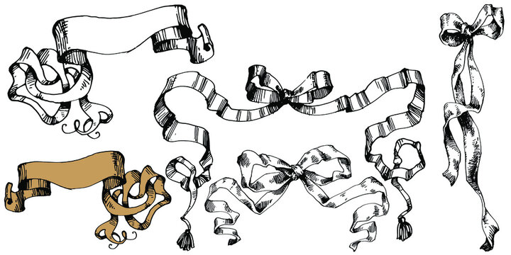 Vintage Ribbon Banner Ribbon Doodle Set Stock Vector (Royalty Free)  2307902617