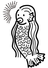 シンプルタッチのアマビエのイラスト