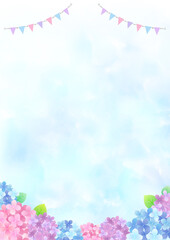 梅雨の紫陽花 背景フレーム ☆ バリエーション多数