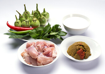 Ingredient of Thai green curry with chicken