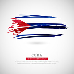 Brush flag of Cuba country. Happy independence day of Cuba with grungy flag background