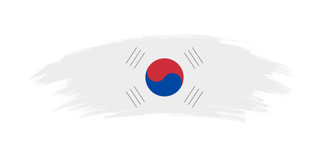 Artistic grunge brush flag of South Korea isolated on white background