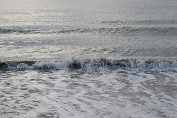 Sandy beach on the Black Sea. The photo was taken in the spring in the resort town of Anapa.