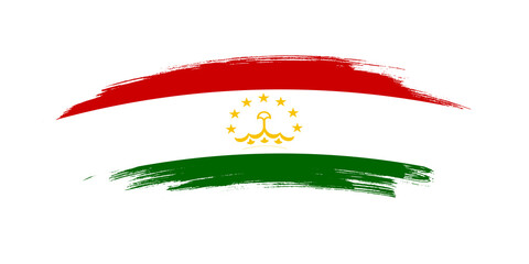 Obraz premium Artistic grunge brush flag of Tajikistan isolated on white background
