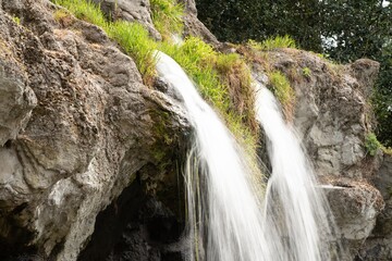 In the park there is a beautiful waterfall