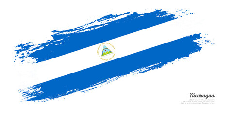 Hand painted brush flag of Nicaragua country with stylish flag on white background