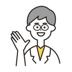 医者　案内　上半身　イエローカラー