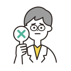 医者　バツ札　上半身　イエローカラー