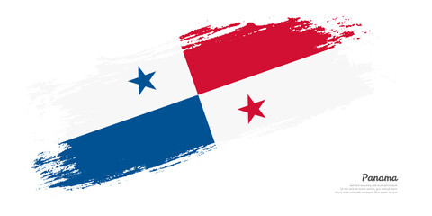 Hand painted brush flag of Panama country with stylish flag on white background