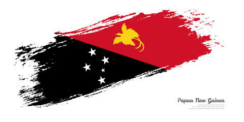 Hand painted brush flag of Papua New Guinea country with stylish flag on white background