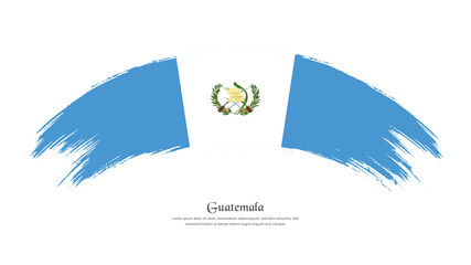 Flag of Guatemala in grunge style stain brush with waving effect on isolated white background