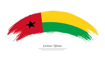 Flag of Guinea-Bissau in grunge style stain brush with waving effect on isolated white background