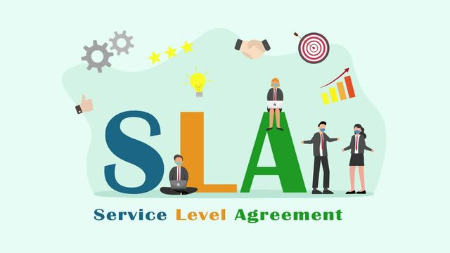 Business people with Service Level agreement text