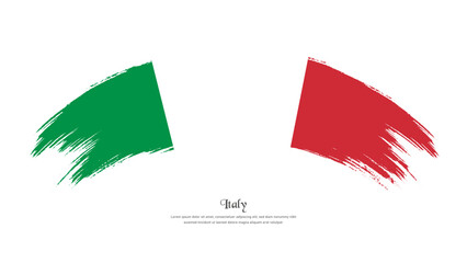 Flag of Italy in grunge style stain brush with waving effect on isolated white background