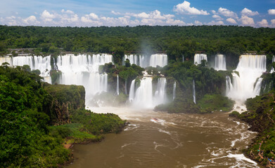 Cataratas del Iguazu Waterfall on Iguazu River in National Park, Parana, Brazil
