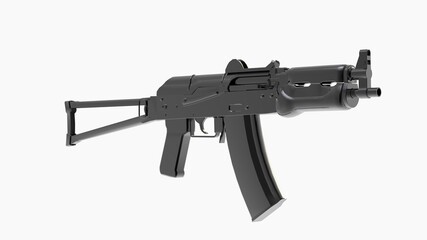 military automatic gun, weapon on white background 3d render